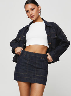 product Princess Polly Hughes Mini Skirt Dark Wash Denim Petite Mini Skirts 