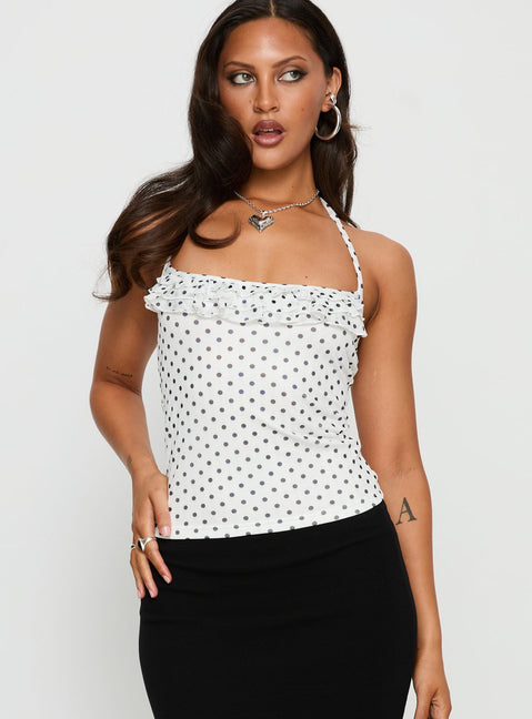 Days Of Summer Ruffle Top White Polka Dot