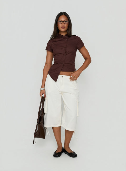 Hudsen Longline Cargo Shorts Cream Petite