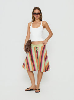 Showcasing the Eranza Midi Skirt Mixed Orange Stripe in womens-skirts with midi length product