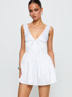 front view of model wearing Princess Polly Soul Shining Mini Dress White Plunger 