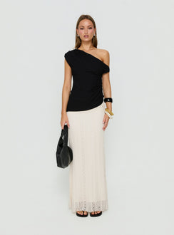 Discover the Katerine Ruched Lace Maxi Skirt Cream in womens-skirts front view of model wearing Princess Polly