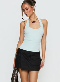   front view of model wearing Princess Polly Samarie Cargo Mini Skirt Black Mini Skirts 
