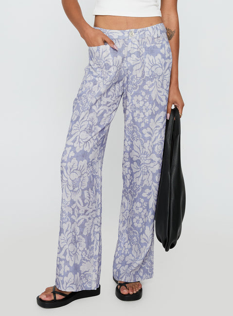 Vendi Low Rise Pant Lilac Floral Low Rise Pants Pants 