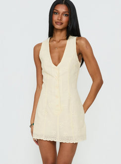 Sylvara Textured Button Up Romper Yellow