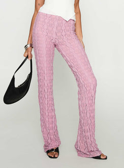 back view of model wearing Princess Polly Carnivale Pants Pink High Waisted Pants 