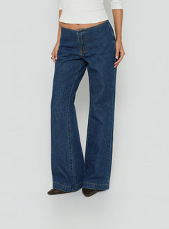 Featuring Buenos No Waist Low Rise Straight Leg Jeans Dark Indigo womens-jeans with low-rise product Princess Polly
