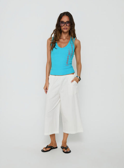 Introducing the Lunea Concealed Waistband 3/4 Pant White womens-regular-pants featuring high-rise front view of model wearing Princess Polly