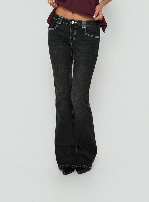 Clynee Ultra Low Rise Bootleg Jeans Vintage Black Low Rise Jeans Jeans 