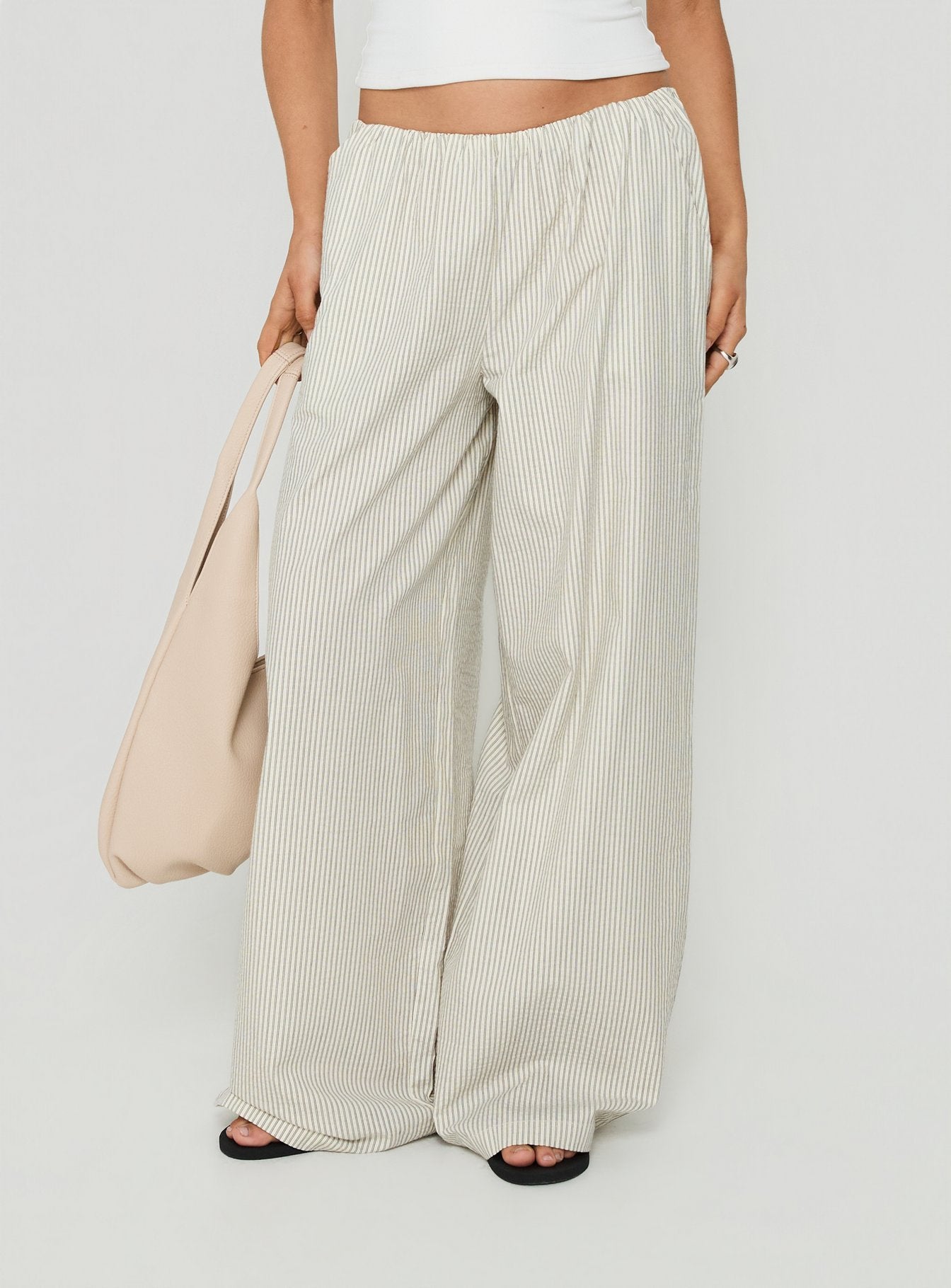 Designed with Lunea Concealed Waistband Pants Pinstripe womens regular pants featuring mid-rise product Princess Polly