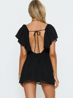 Sun Spirit Plunge Flowy Romper Black