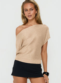 Kysa Off Shoulder Knit Top Gold