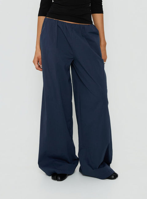 Shop the Lunea Concealed Waistband Pants Navy in womens-regular-pants with high-rise detail Princess Polly