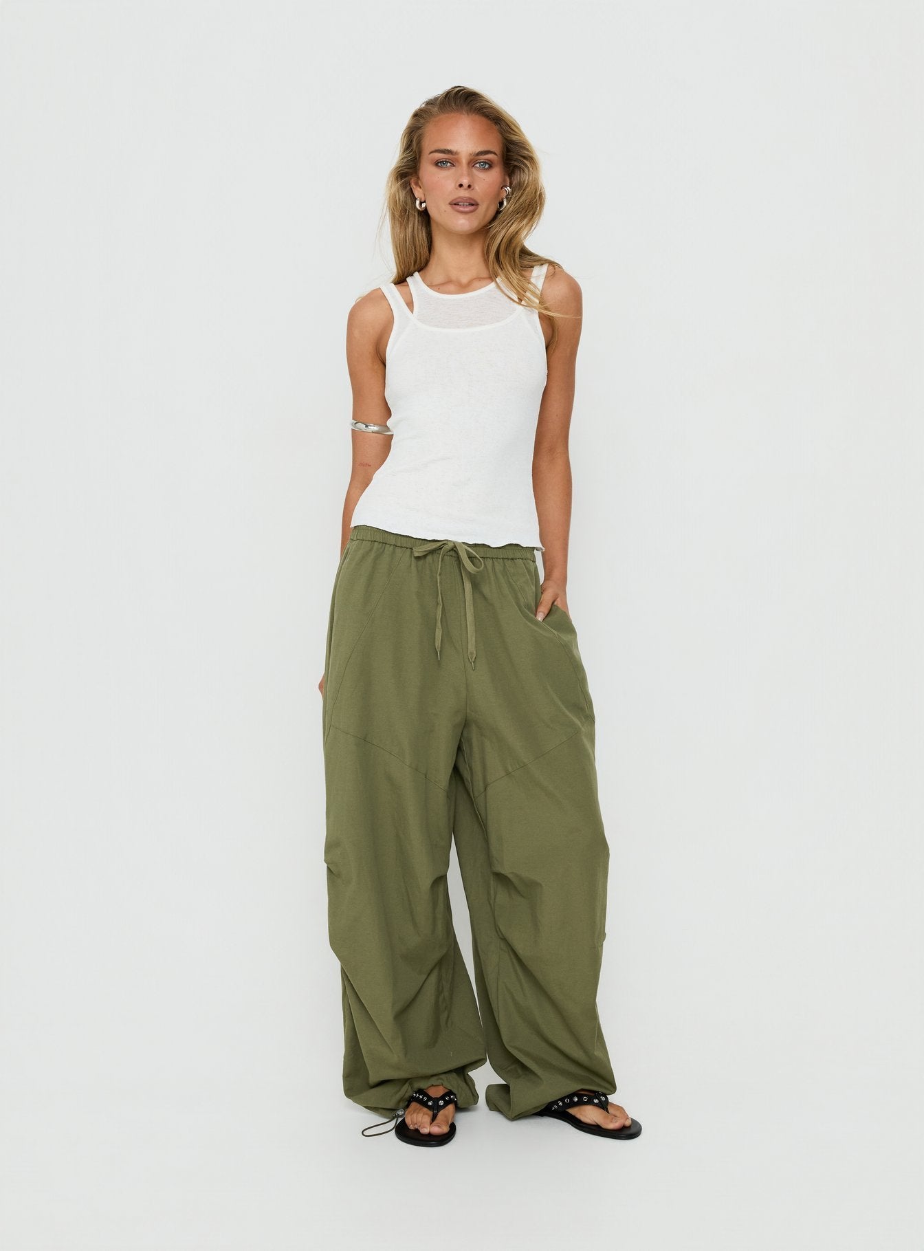 Shop the Mankind Baggy Cargo Pants Olive in womens-regular-pants with mid-rise waist product Princess Polly