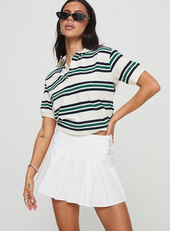   front view of model wearing Princess Polly Cartwright Mini Skirt White Mini Skirts 