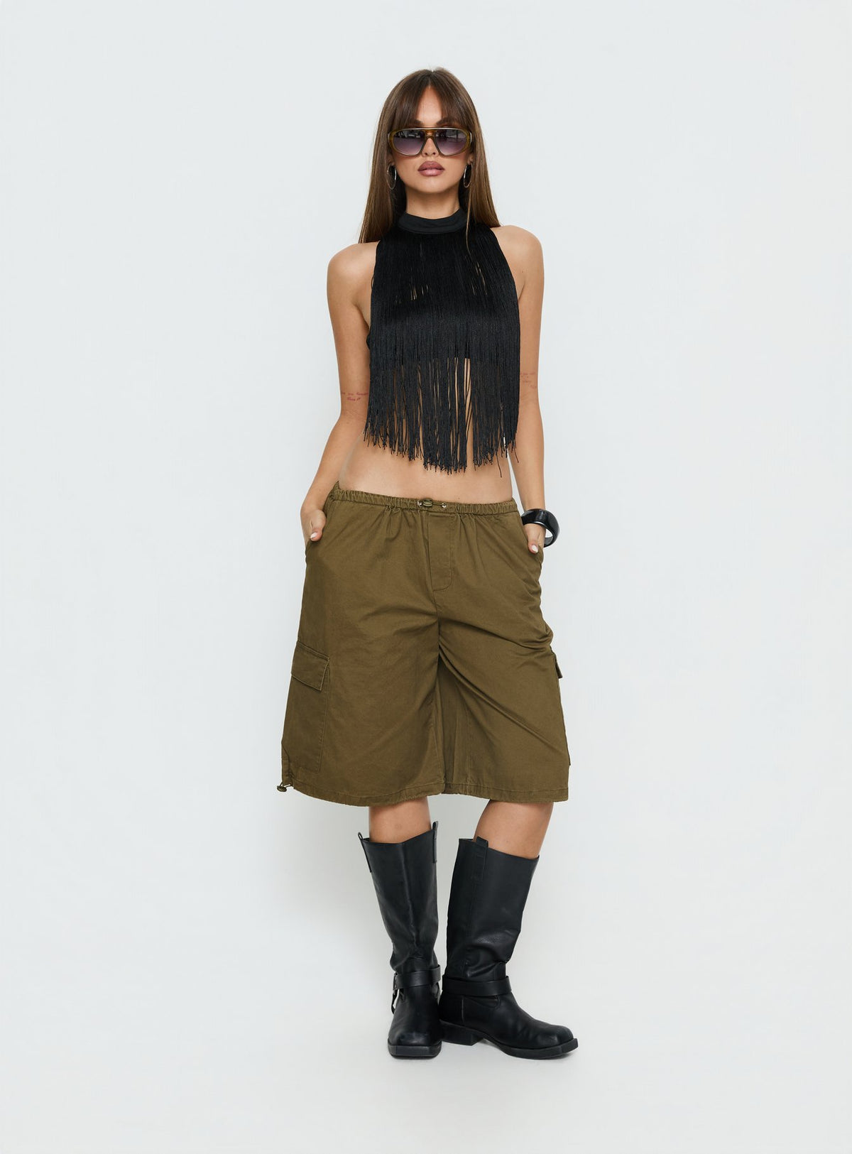 Allyza Baggy Cargo Shorts Olive Tall