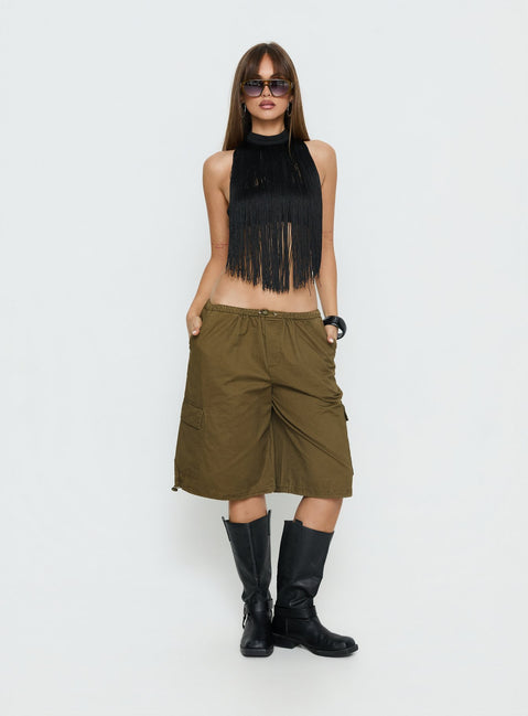 Allyza Baggy Cargo Shorts Olive Petite
