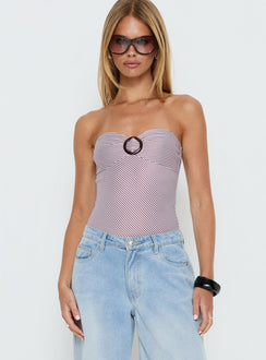 front view of model wearing Princess Polly Sunbathing Hardware Detail Bodysuit Pink Sleeveless 