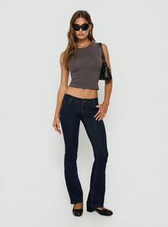 Naketa Ultra Low Rise Bootleg Jeans Raw Denim