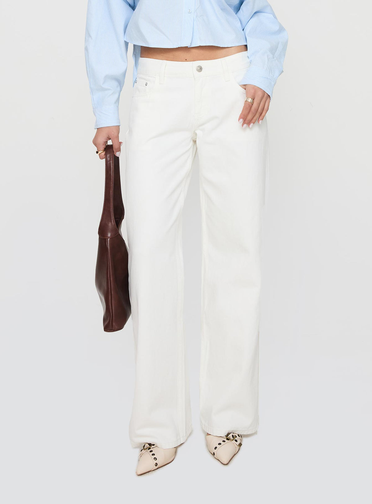 Ellanor Low Rise Straight Leg Jeans White Petite
