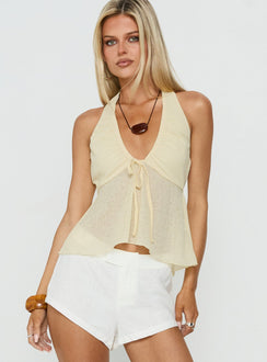 Billboards Floaty Halter Top Yellow