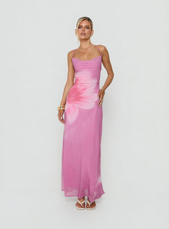 Coletta Cowl Neck Maxi Dress Pink Floral