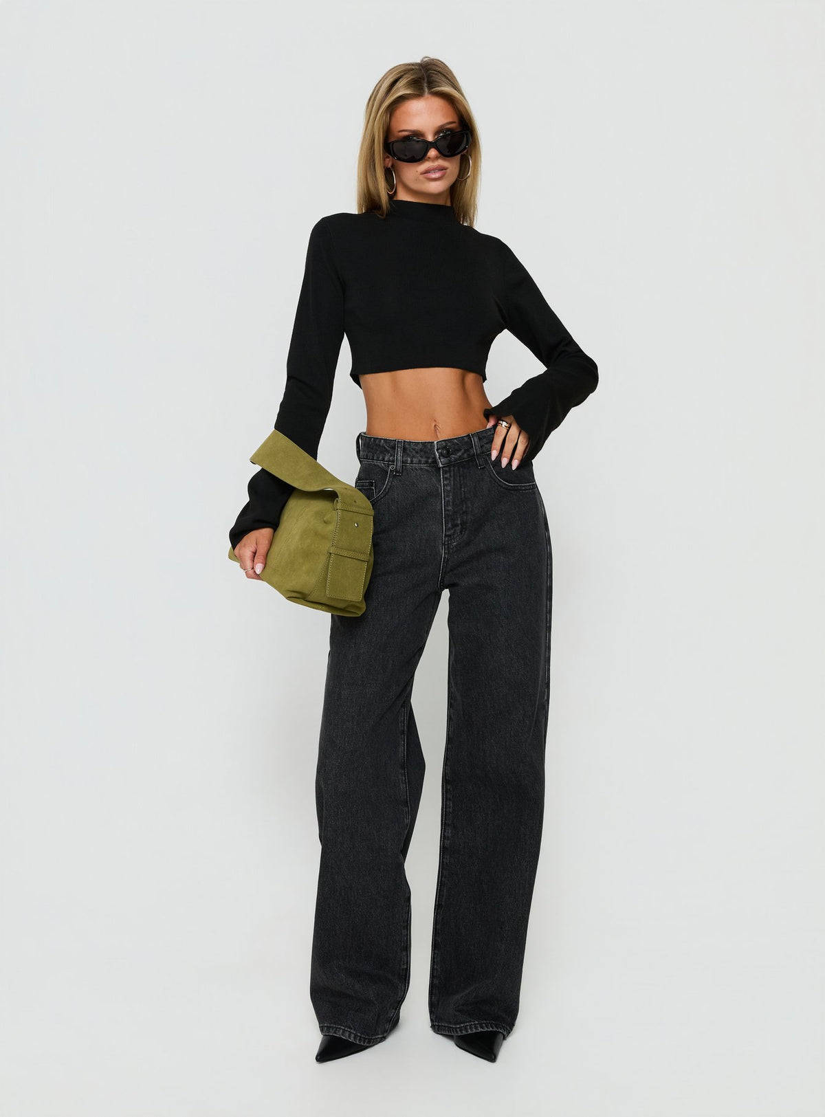 Konstanze High Rise Baggy Jeans Washed Black