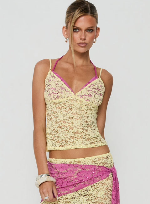 Calya Layered Top Lime / Pink