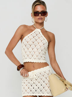 Harrietah Arrowneck Crochet Top White