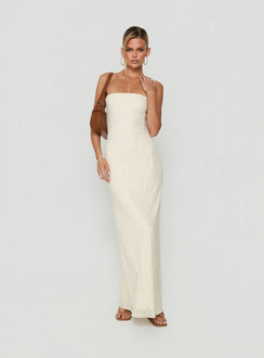 Annarosa Strapless Lace Maxi Dress Cream