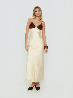 Odyessa V Neck Maxi Dress Brown / Yellow