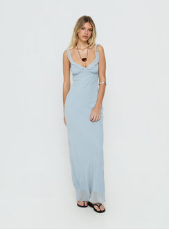 Aymi Frill Bust Detail Maxi Dress Blue Stripe