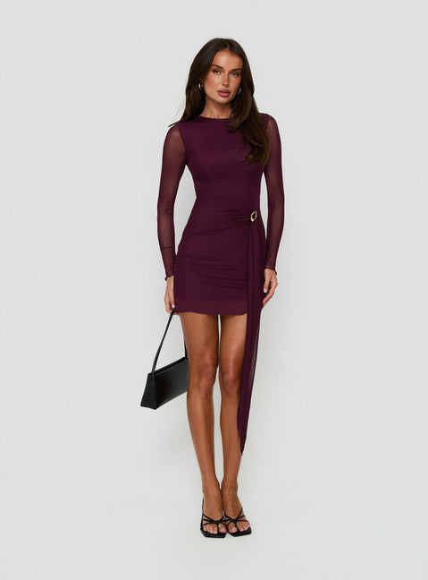 Dreww Long Sleeve Mini Dress Berry