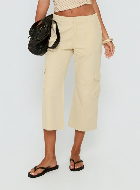 Indee Cropped Cargo Pants Beige Petite