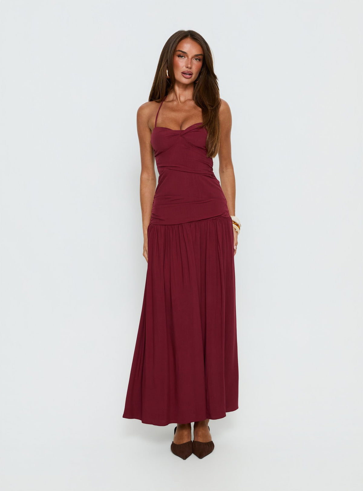Marguerite Halter Maxi Dress Ruby Wine Tall