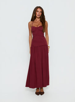 Marguerite Halter Maxi Dress Ruby Wine Tall