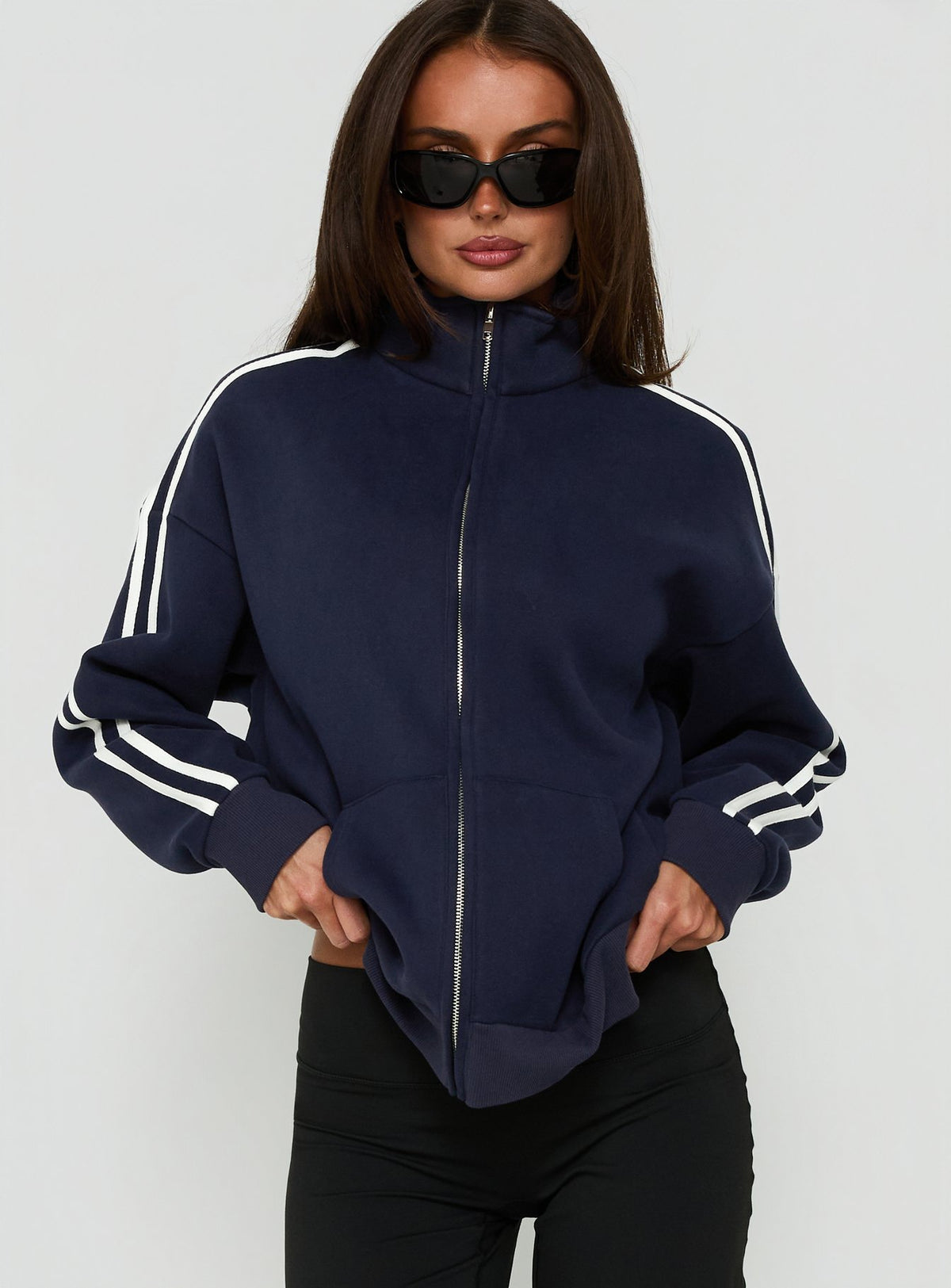 Keeran Funnel Neck Fleece Jumper Navy / White