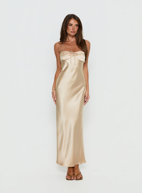Fireproof Halter Maxi Dress Champagne