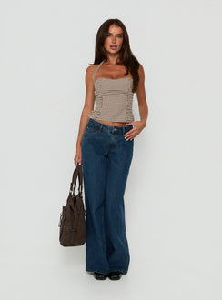 West Coast Love Halter Top Brown Gingham