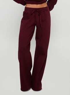 back view of model wearing Princess Polly Dodie Wide Leg Pants Washed Currant Mid Rise Pants 