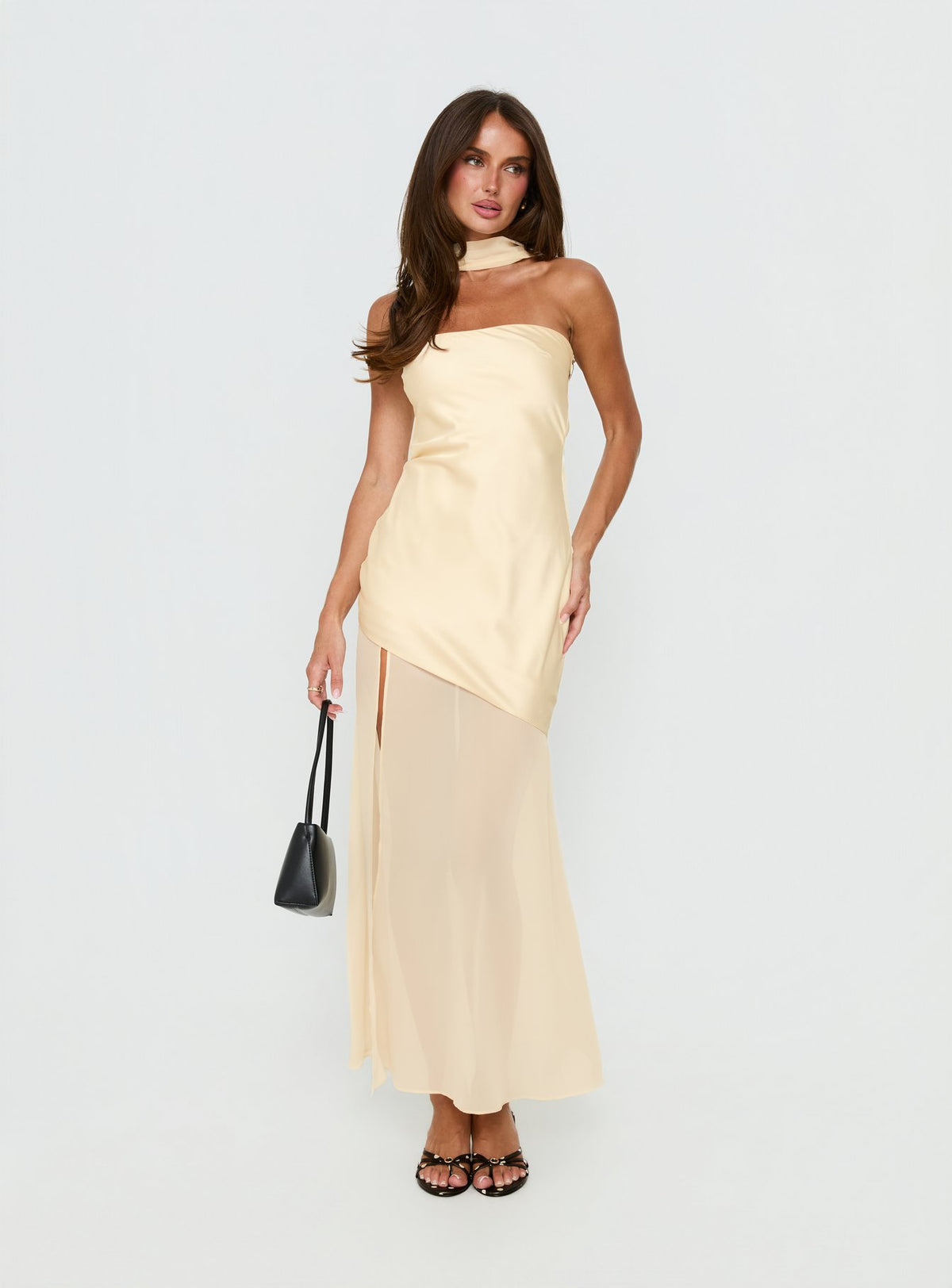 Irisie Strapless Scarf Maxi Dress Yellow