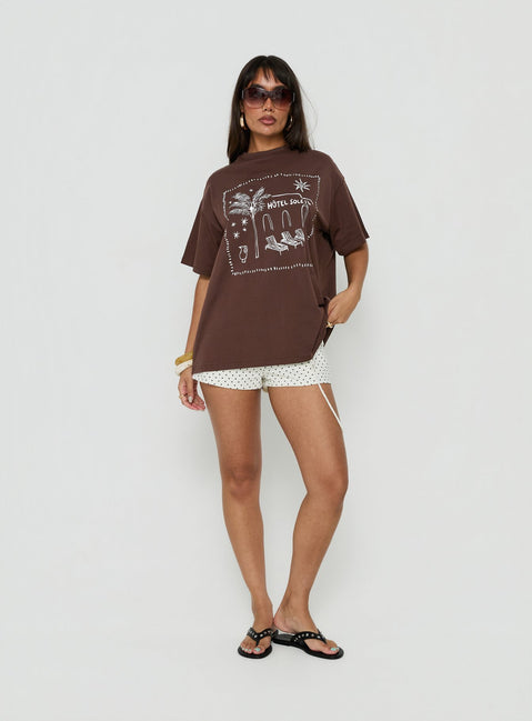 Hotel Sole Oversized Graphic Tee Brown