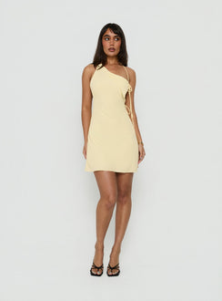 Ariann One Shoulder Low Back Mini Dress Yellow