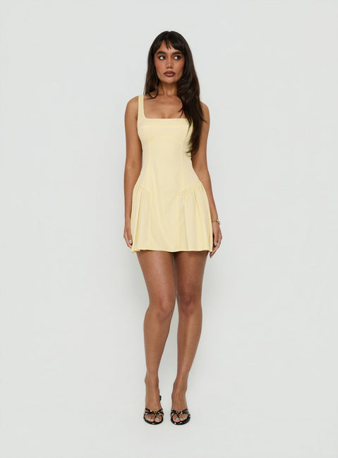 Lelouise Tie Back Mini Dress Butter Yellow
