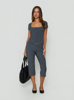 Mayvie Capri Pants Navy Check