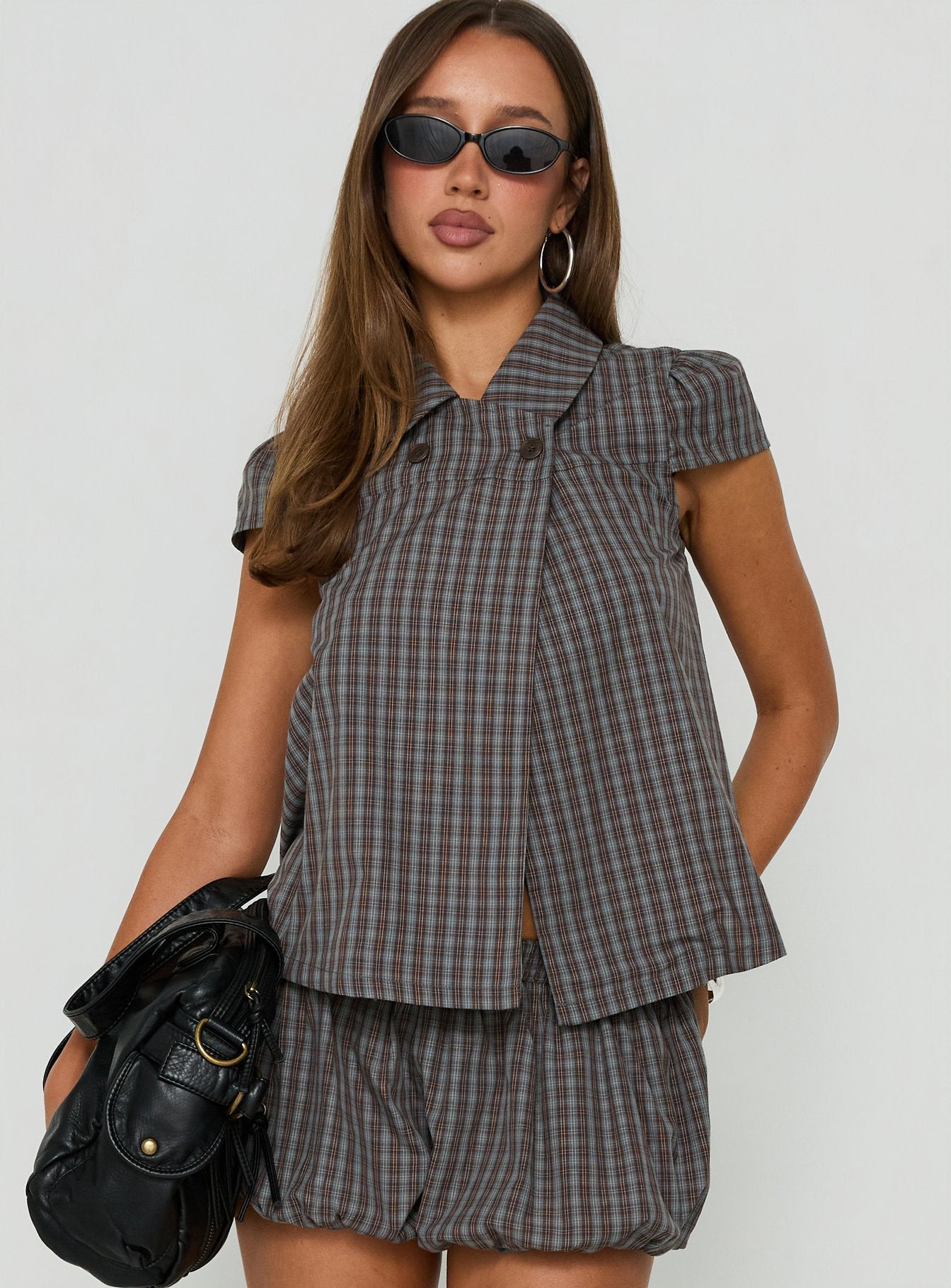 Tuckerr Trench Top Grey Check