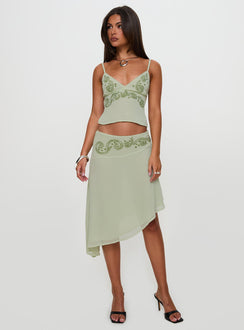 Pappilion Asymmetrical Midi Skirt Sage Petite Skirts 