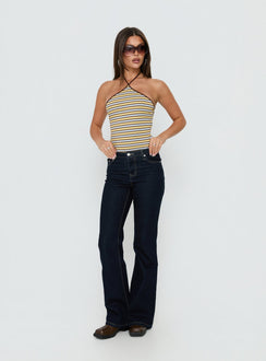 Featuring the Aethoria Arrowneck Bodysuit Multi Stripe womens bodysuit in sleeveless style product Princess Polly