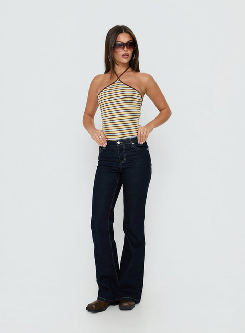 Featuring the Aethoria Arrowneck Bodysuit Multi Stripe womens bodysuit in sleeveless style product Princess Polly