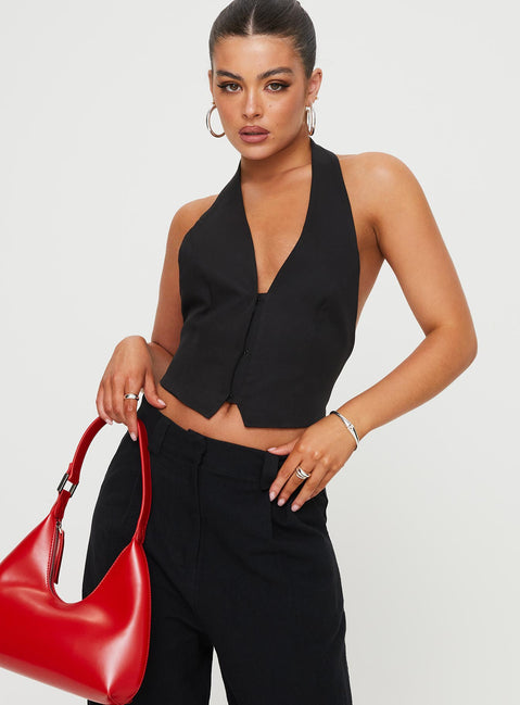 product Princess Polly Sleeveless Scoop Neck  Je Suis Halter Top Onyx